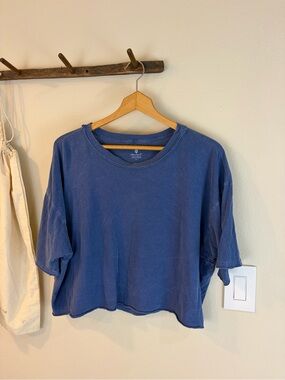 Free People Movement Cropped Oversized Tee Medium Washed Blue